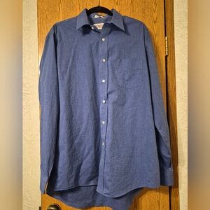 Roundtree & Yorke Casual Blue Button-Down Shirt 16 1/2